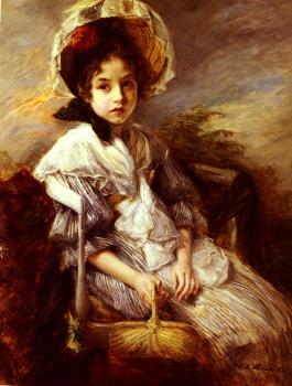 雅尅 埃米爾 佈蘭奇 Portrait Of A Girl Seated In A Landscape